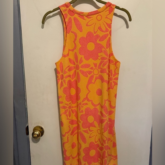 Zara Blogger Favorite Terry Cloth Floral Print Orange & Pink Dress - Picture 4 of 6